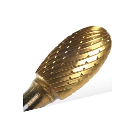 Champion Cutting Tool Cylinder Radius End Carbide Bur for Contouring, 5/8in Cutting Dia., 1in LOC, Double Cut TiN Coated CHA SE6